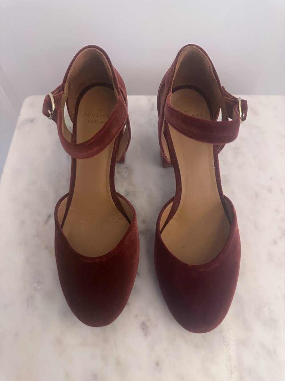 Sézane Katie Babies in brown velour, size 39 ~ brand-new, no box!